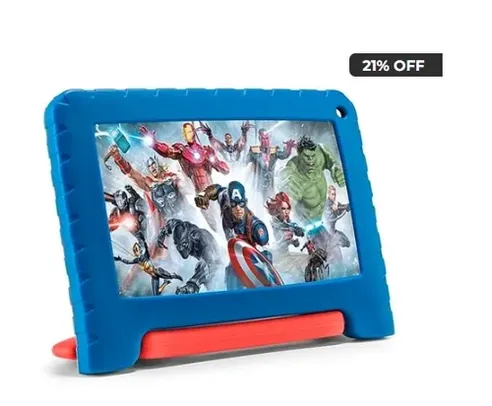 Saindo por R$ 369,98: Tablet Multilaser Avengers 7'' 64GB 2MP Wifi Android Azul - NB417 | Pelando