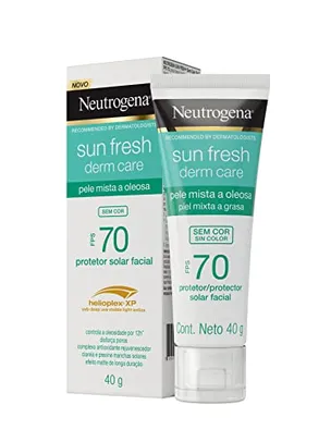 Saindo por R$ 38,94: (Rec) Neutrogena Sun Fresh Protetor Solar Facial Para Pele Oleosa Derm Care Sem Cor FPS 70, 40g | Pelando