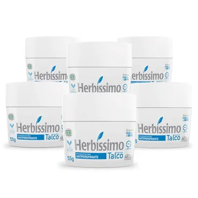 (R$ 3,81 cada) Kit Desodorante Creme Antitranspirante Talco Herbissimo 55G c/6 unidades