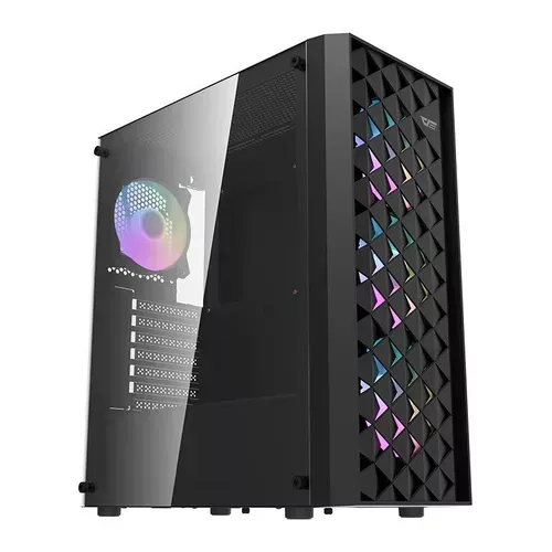 Gabinete + 4 Fans Gamer Aigo DarkFlash DK351, RGB, Mid-Tower, Lateral de Vidro, Preto, DK351-BK