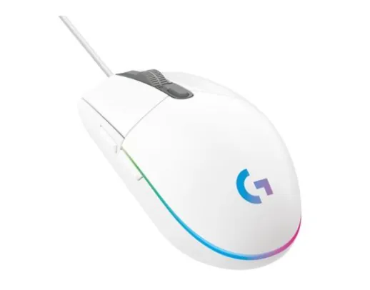 Saindo por R$ 90: Mouse Gamer Logitech G203 LIGHTSYNC RGB, Efeito de Ondas de Cores, 6 Botões Programáveis e Até 8.000 DPI, Branco | Pelando