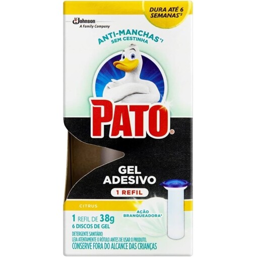 2 Pacotes Pato Desodorizador Sanitário Gel Adesivo Ação Branqueadora Citrus Refil - 6 Discos (Total 12)