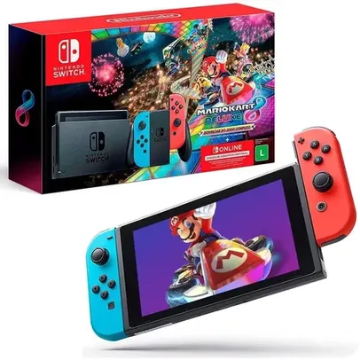 Saindo por R$ 1798: Console Nintendo Switch Joy-Con + Mario Kart 8 Digital + 3 Meses Assinatura Nintendo Switch Online | Pelando