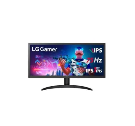 Monitor Gamer LG 26 IPS, Ultra Wide, 75Hz, Full HD, 1ms, FreeSync Premium, HDR 10, 99% sRGB, HDMI, VESA - 26WQ500