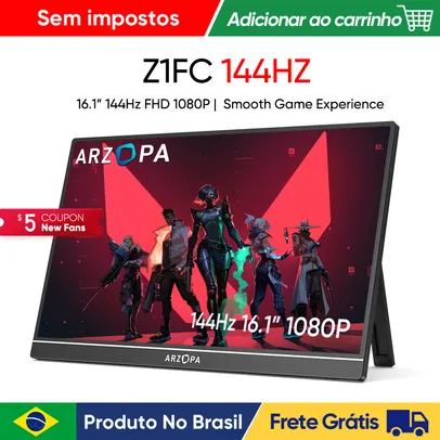 Saindo por R$ 534,57: [Produto no brasil | Moedas] Novo ARZOPA 16.1 polegada 100% sRGB 144Hz Monitor de Jog | Pelando