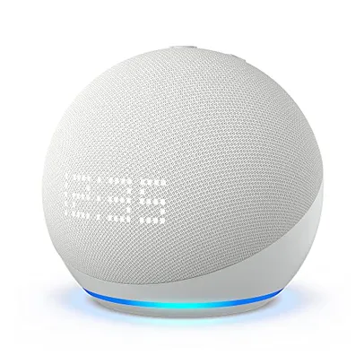 Echo Dot 5ª geração com Relógio | Smart speaker com Alexa | Display de LED ainda melhor | Cor Branca