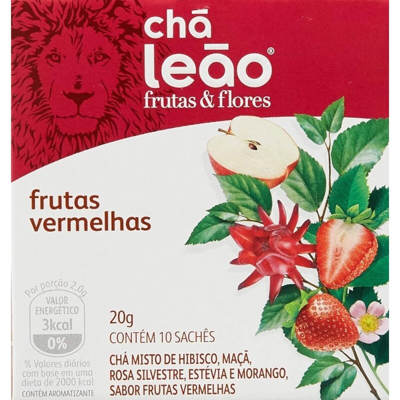 2 Pacotes Leão Chá De Frutas Vermelhas Fuze - 10 Sachês (Total 20 Sachês)