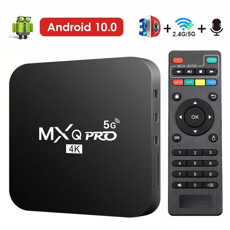 TV Box com Dual WiFi Vídeo 3D Media Player Home Theater Android 10.0 4K HD MXQ-PRO 24 5G