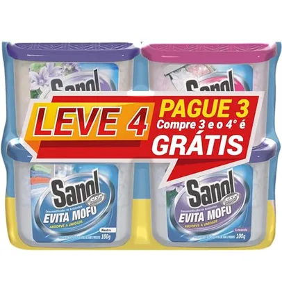 Sanol Evita Mofo Sec Leve 4 Pague 3 - 1 Neutro/ 2 Lavanda/ 1 Baby 4 X 100G Colorido 4 X 100 G