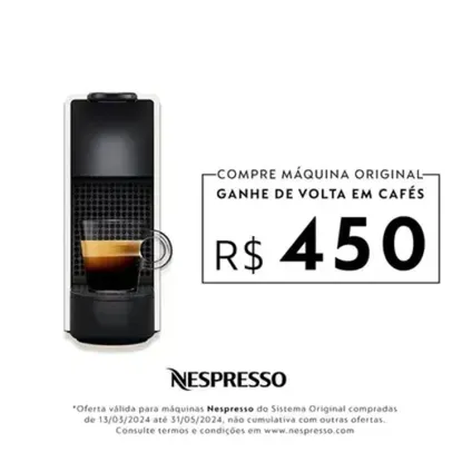 Cafeteira Nespresso Essenza Mini Branca + R$ 450 em Capsulas