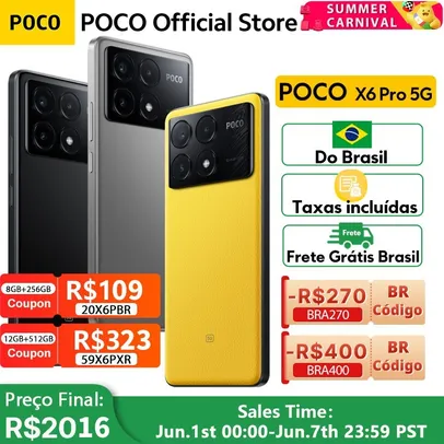 [Brasil] POCO Smartphone Versão Global, Dimensão 8300 Ultra, 5G, Dot Display, 64MP