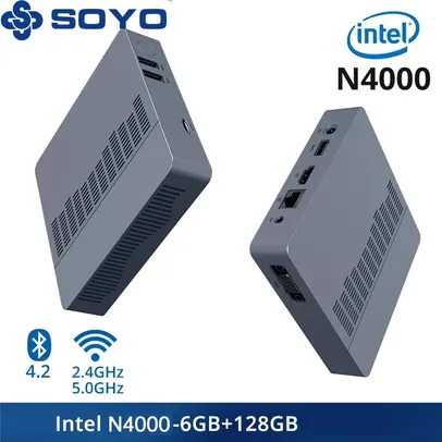 [App/Taxa Inclusa/Moedas] Mini PC SOYO Intel Celeron N4000 6GB de RAM, 128GB Armazenamento Wind11