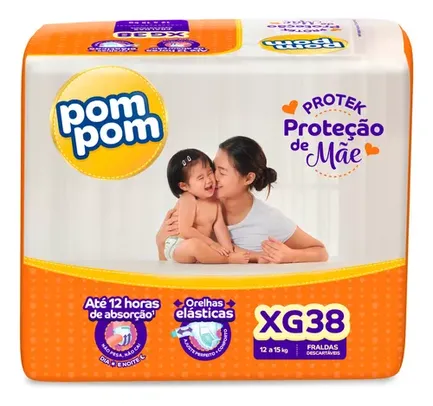 Pom Pom Derma Protek Proteção De Mãe fraldas infantis descartáveis tamanho XG 38 unidades