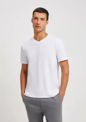 Camiseta Básica Masculina Flamê Com Decote V Hering