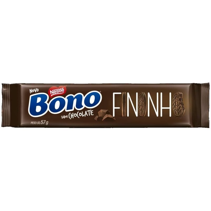 10 Unidades Biscoito Recheado Bono Fininho Chocolate 57g