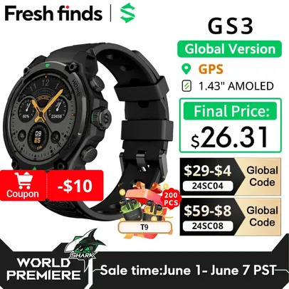 Blackshark - Relógio Inteligente GPS, Versão Global, Relógio de Posicionamento por Satélite, Estreia Mundial, 1,43''
