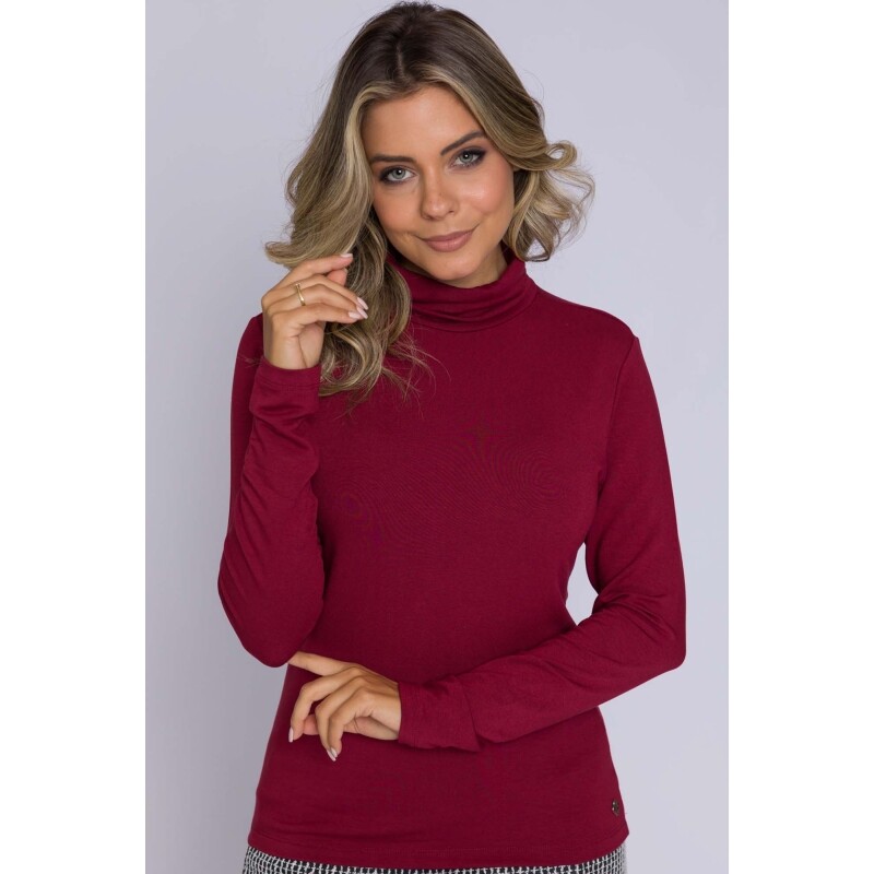 Blusa Feminina Gola Alta Bordô Cess