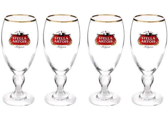 Saindo por R$ 76,91: Jogo de Taças para Cerveja de Vidro 250ml - 4 Peças Ambev Stella Artois | Pelando