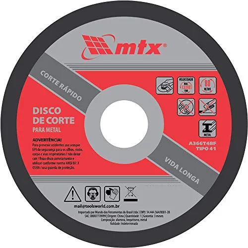 Mtx Disco De Corte Para Metal 115 X 1 0 X 22 Mm