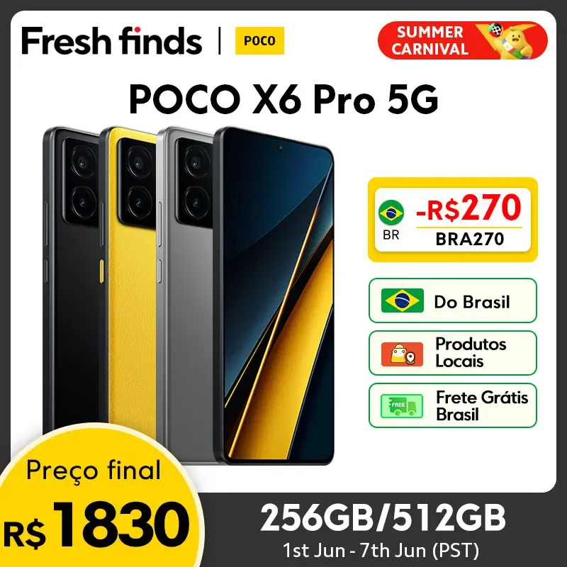[Já no Brasil] Smartphone Xiaomi Poco X6 PRO 5G Versão Global 8GB 256GB