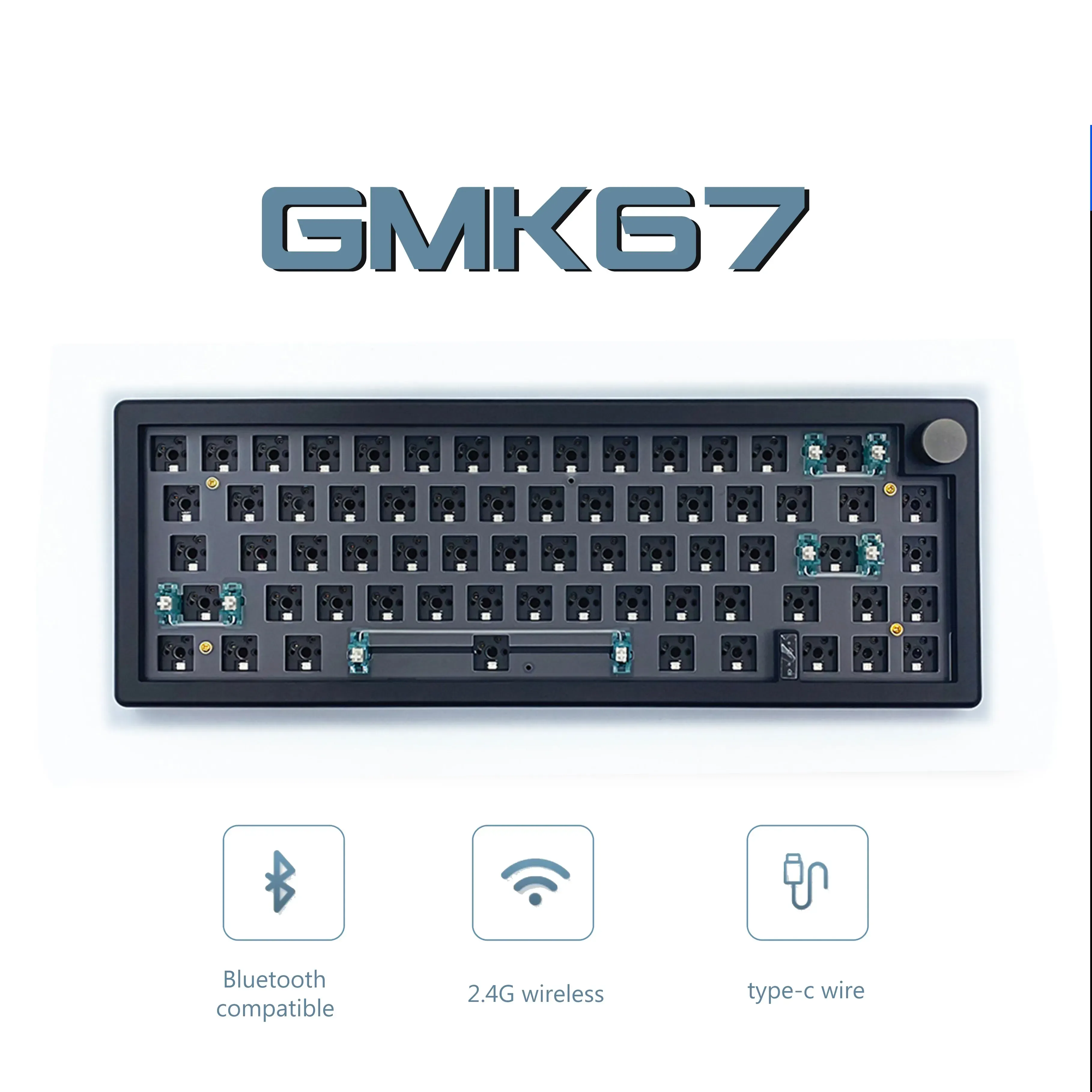 [MOEDAS / TAXAS INCLUSAS] Base de Teclado Mecânico GMK67 Hot Swappable Bluetooth 2.4G RGB