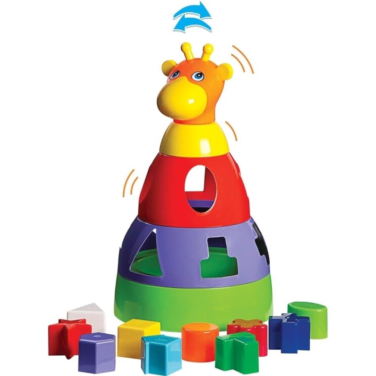 Brinquedo Educativo Girafa Didática com Blocos - Merco Toys