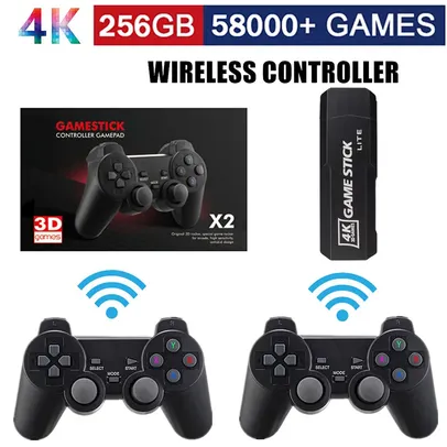 Controles Sem Fio, GD10 Video Game Stick, 256G, 4K HD, 2.4G, 58000 Jogos, PSP