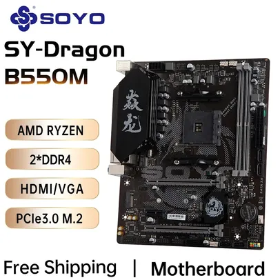 [MOEDAS] Placa mãe Soyo AMD B550M Gaming Motherboard USB3.1 M.2 Nvme Sata3 DDR4 Dual Channel