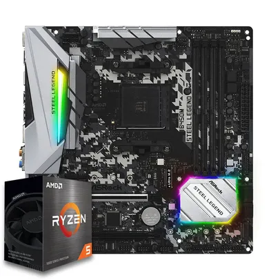 Kit Upgrade Pichau, Processador AMD Ryzen 5 5600X, Placa Mãe B450M Steel Legend DD