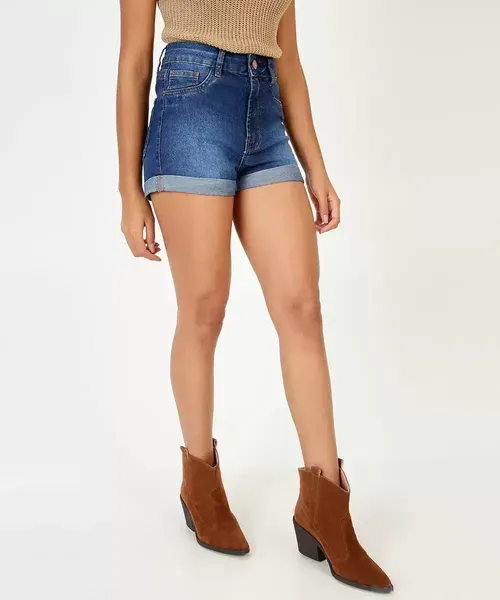 Short Jeans Feminino Cintura Alta Marisa