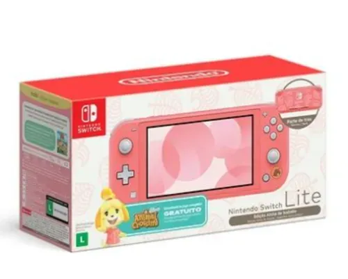 Console Nintendo Switch Lite Coral Animal Crossing, Edição Limitada (Inclui o Jogo Digital Animal Crossing: New Horizons!)