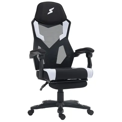 Cadeira Gamer SuperFrame Hybrid, Mesh, Altura Ajustável, Preta e Branca