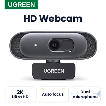 [APP/ Moedas] Mini Webcam UGREEN USB para Computador, 2K, 30fps Microfones Duplos