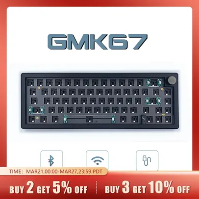 [Moedas + Imposto Incluso] Teclado mecânico sem fio GMK67