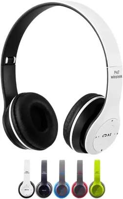 Fone de Ouvido Headphone Sem Fio Estéreo Bluetooth P47 Wireless Micro Sd 5.0 Dobrável Com Microfone Regulável