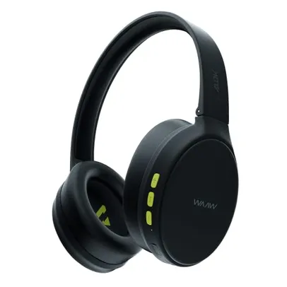 Fone de Ouvido WAAW by ALOK SENSE 200HB Headphone Bluetooth, Microfone e Toque inteligente, Conexão Multipontos, Preto e Verde, Regulável
