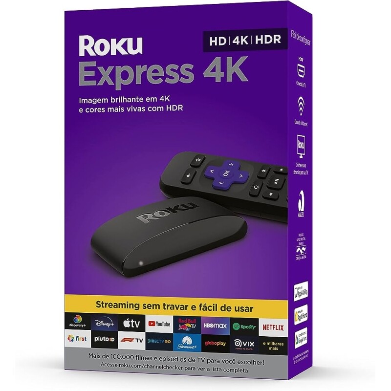 Streaming Box Roku Express 4K Compatível com Alexa Siri e Google Inclui Cabo HDMI - ‎3940BR2