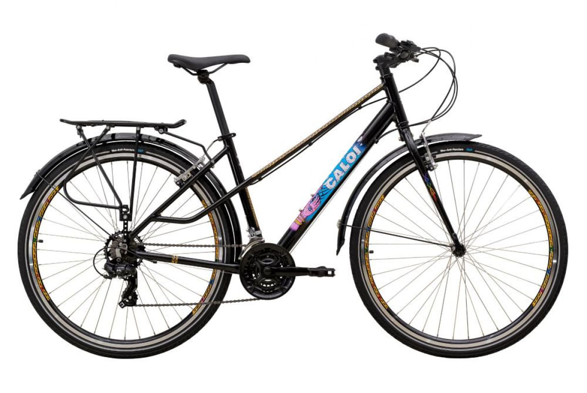 Bicicleta Caloi Rainbow Aro 700 - Quadro Alumínio 18 – Câmbio Traseiro Shimano - 21 Velocidades – Preto