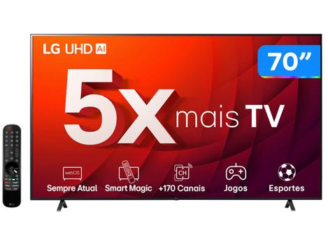 Smart TV 70" 4K LG UHD ThinQ AI HDR Bluetooth Alexa Google Assistente Airplay2 3 HDMI - 70UR8750PSA
