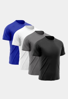Kit 4 Camisetas Masculina Manga Curta Esporte Fitness Básica Premium Corrida Multicolorido