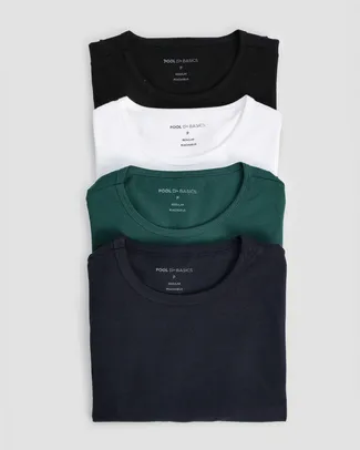 Kit camiseta masculina 4 peças regular com manga curta multicor | Pool Basics
