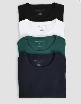 Kit camiseta masculina 4 peças regular com manga curta multicor | Pool Basics