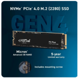 SSD NVME Crucial 1TB GEN4 P3 Plus 5000MB/s