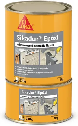 [ PRIME ] Sika - Adesivo estrutural - Sikadur Epóxi Cinza - Colagem de concreto - Pote de 1Kg