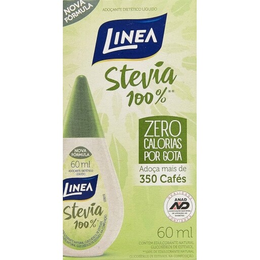 2 Unidades Adoçante Líquido Stevia 100% Zero Calorias Linea 60ml