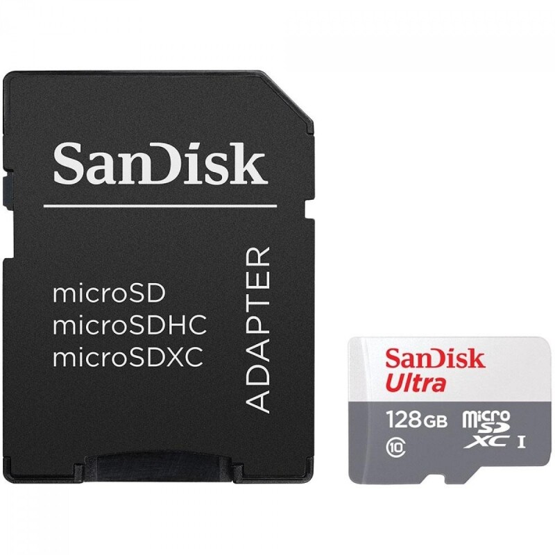 Cartão De Memória SanDisk Ultra MicroSDXC UHS-I 128GB 100MBs Class 10 Com Adaptador SDSQUNR-128G-GN3MA
