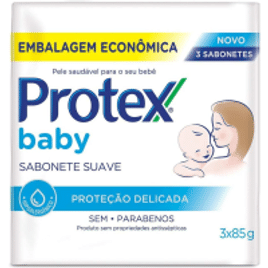 Kit 3 Pacotes Sabonetes em Barra Protex Baby Delicate Care 85g - 3 Unidades (Total 9 Unidades)