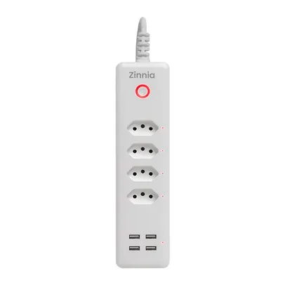 Filtro de Linha Smart Zinnia, 4 Tomadas, USB, Branco, ZNS-FLI-WH01