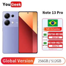 Smartphone Xiaomi Redmi Note 13 Pro 4G 8GB RAM 256GB Tela AMOLED Helio G99-Ultra - Versão Global