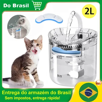 [Do Brasil] Bebedouro 2L de água para gatos e cachorros com filtro USB Filtro de recirculação automática